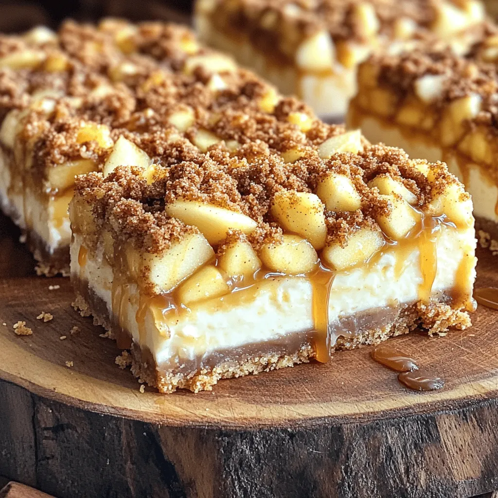 Caramel Apple Streusel Cheesecake Bars Delightfully Sweet