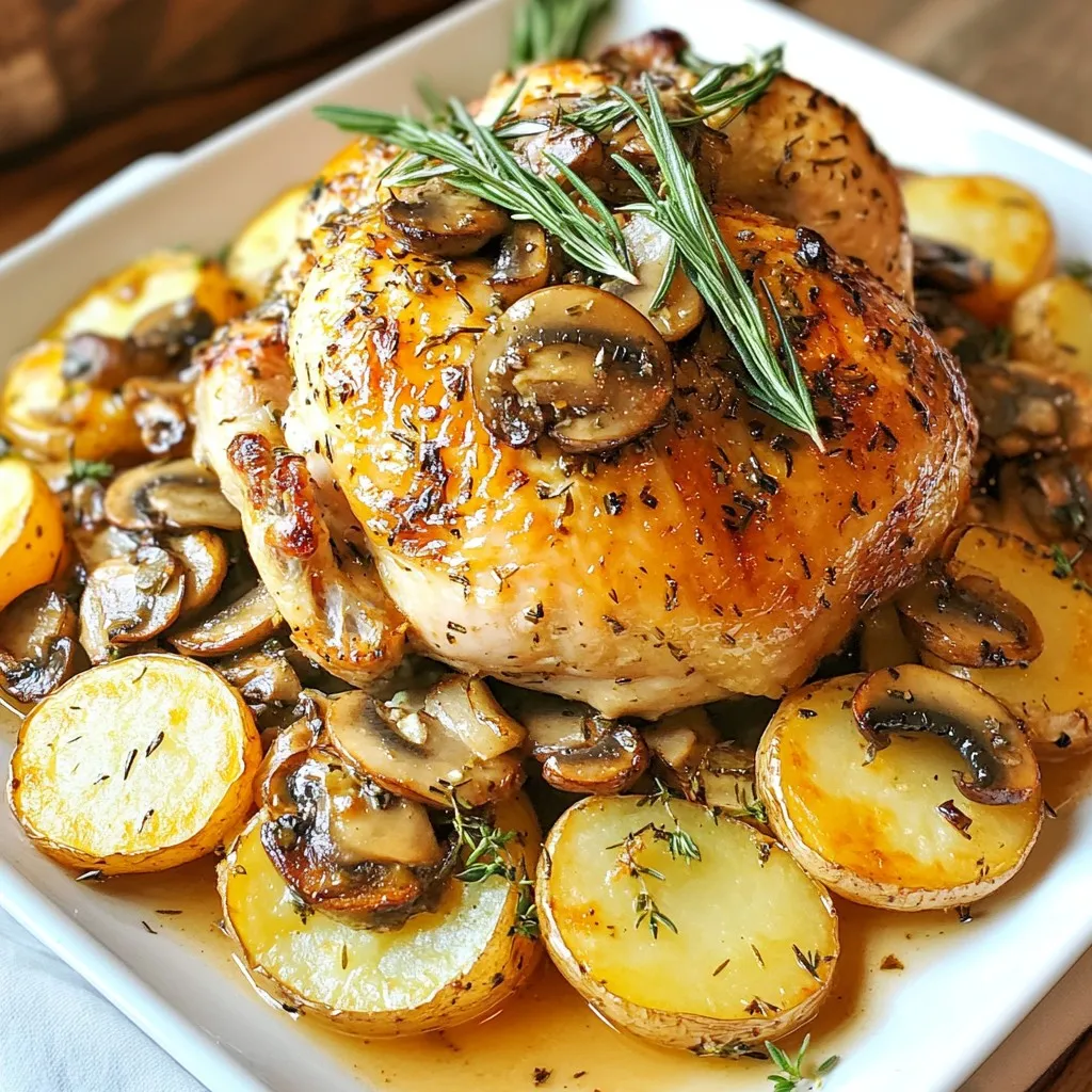 Herb Roasted Chicken with Creamy Mushroom Potatoes Delight