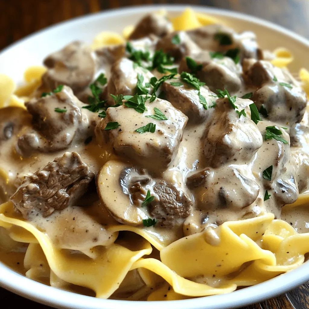 Slow Cooker Beef Stroganoff with Egg Noodles Delight