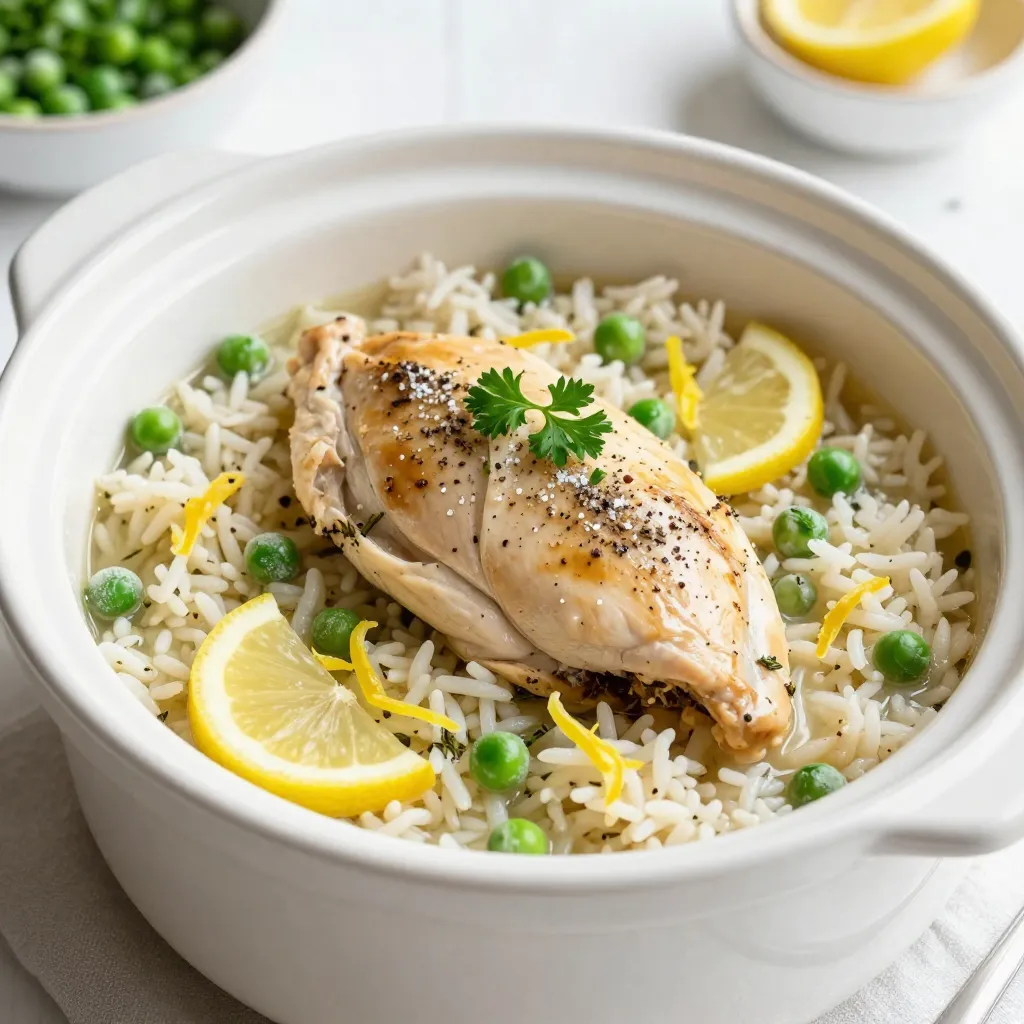 Slow Cooker Lemon Herb Chicken and Rice Delight