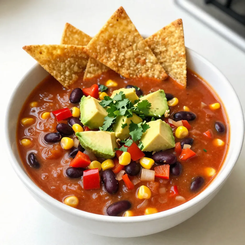 Crockpot Vegetarian Tortilla Soup Flavorful and Easy