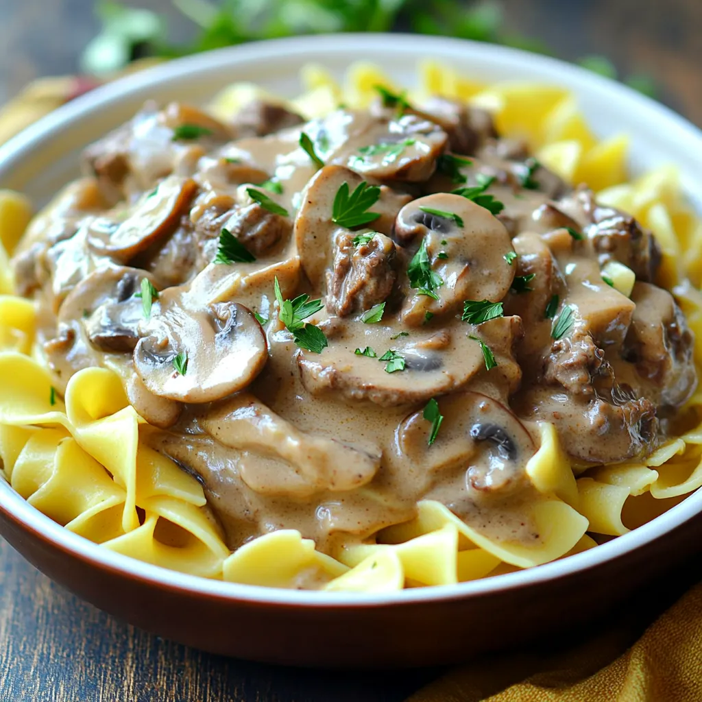 Slow Cooker Mushroom Beef Stroganoff Rich and Hearty