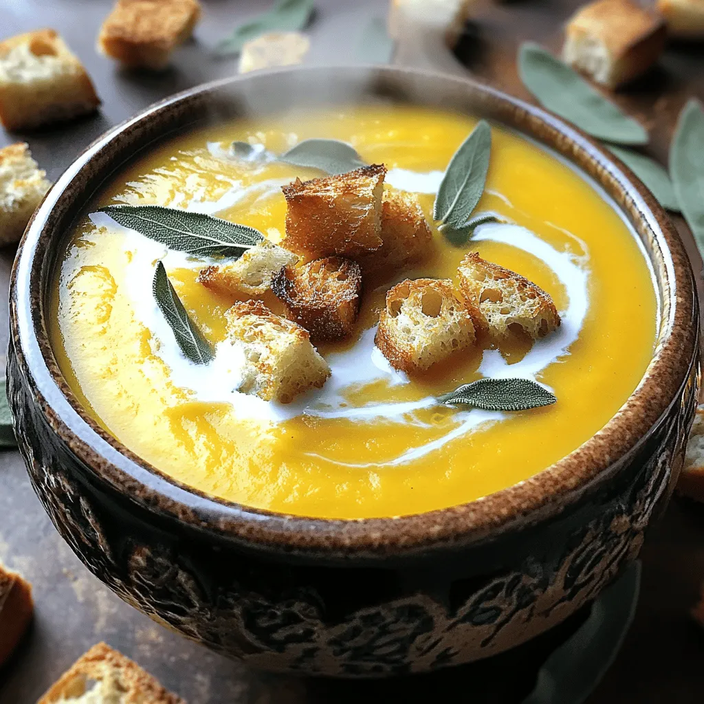 Butternut Squash Soup with Crispy Sage Croutons Delight