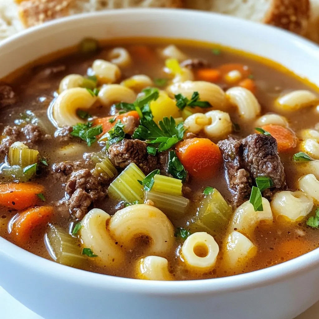 Beef &#038; Macaroni Soup Hearty and Flavorful Meal