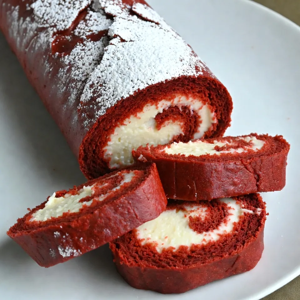 Red Velvet Cake Roll with Cream Cheese Delight