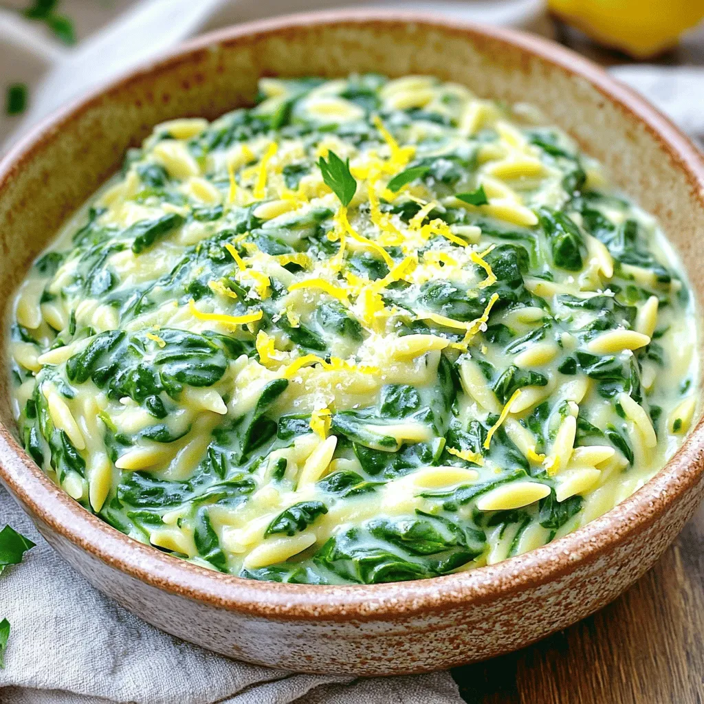 One-Pot Creamy Lemon Spinach Orzo Delightful Dish