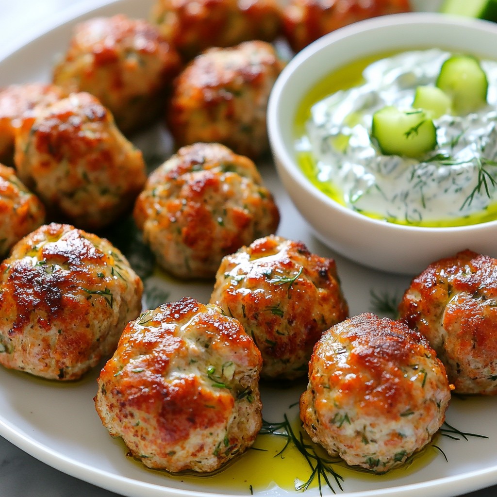 Healthy Greek Turkey Meatballs with Tzatziki Recipe