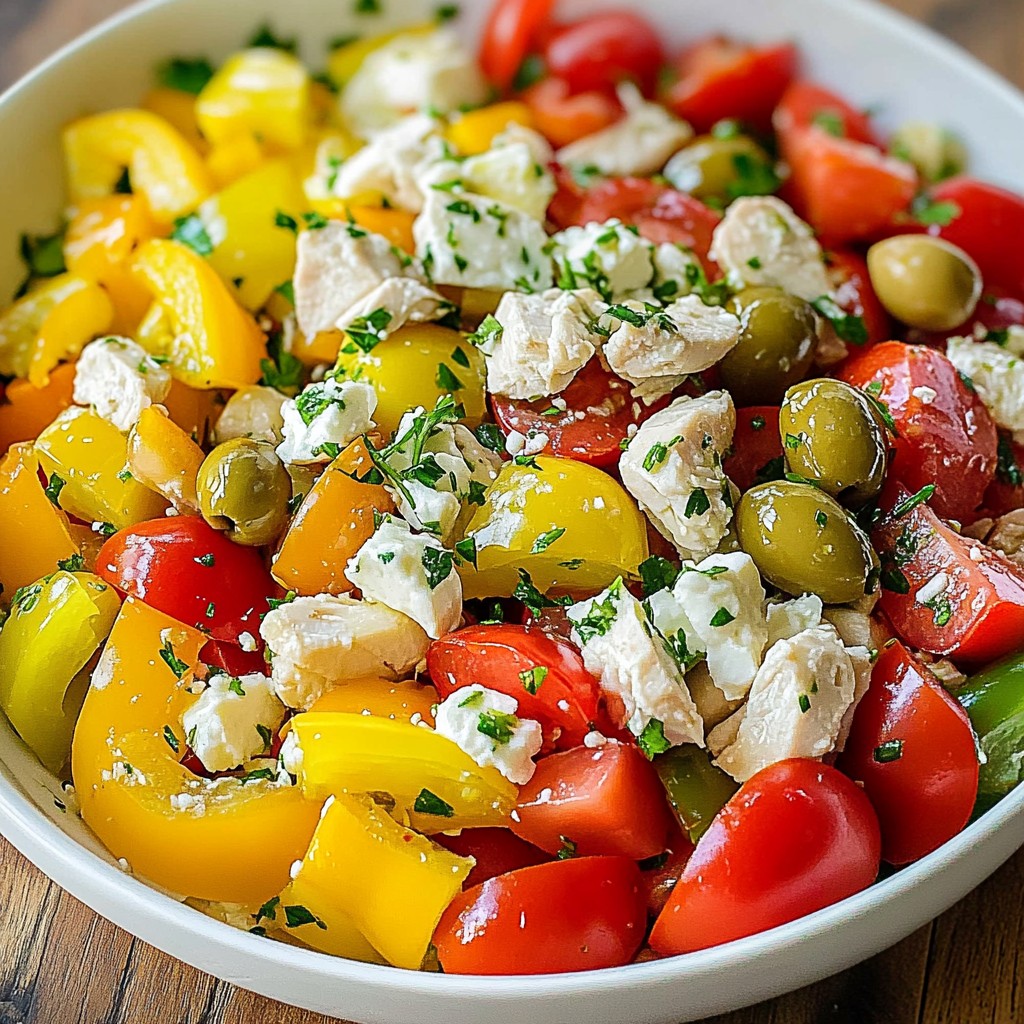 Make Ahead Chicken Olive Pepper Chopped Salad Delight