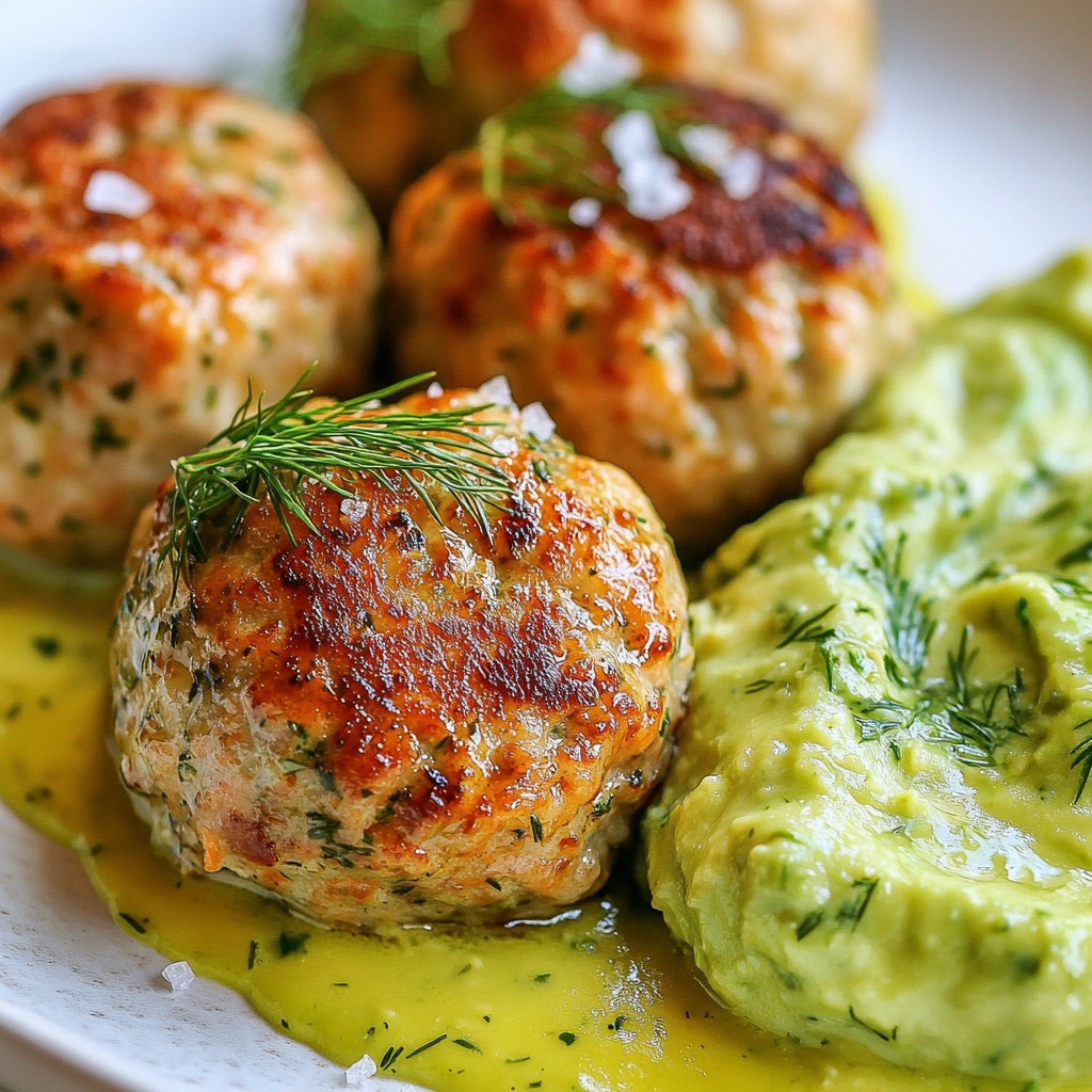 Savory Salmon Meatballs with Avocado Sauce Recipe
