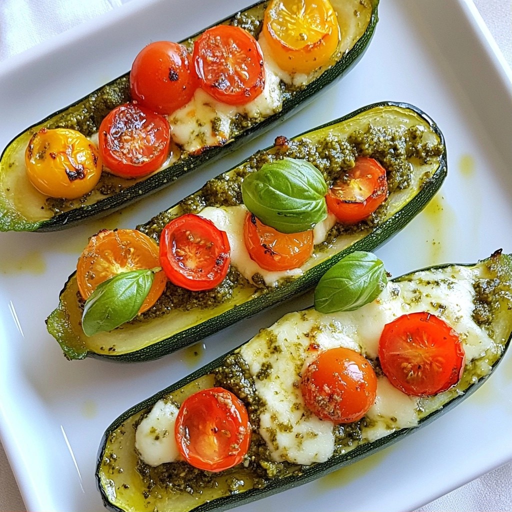 5-Ingredient Quick Pesto Zucchini Boats Recipe