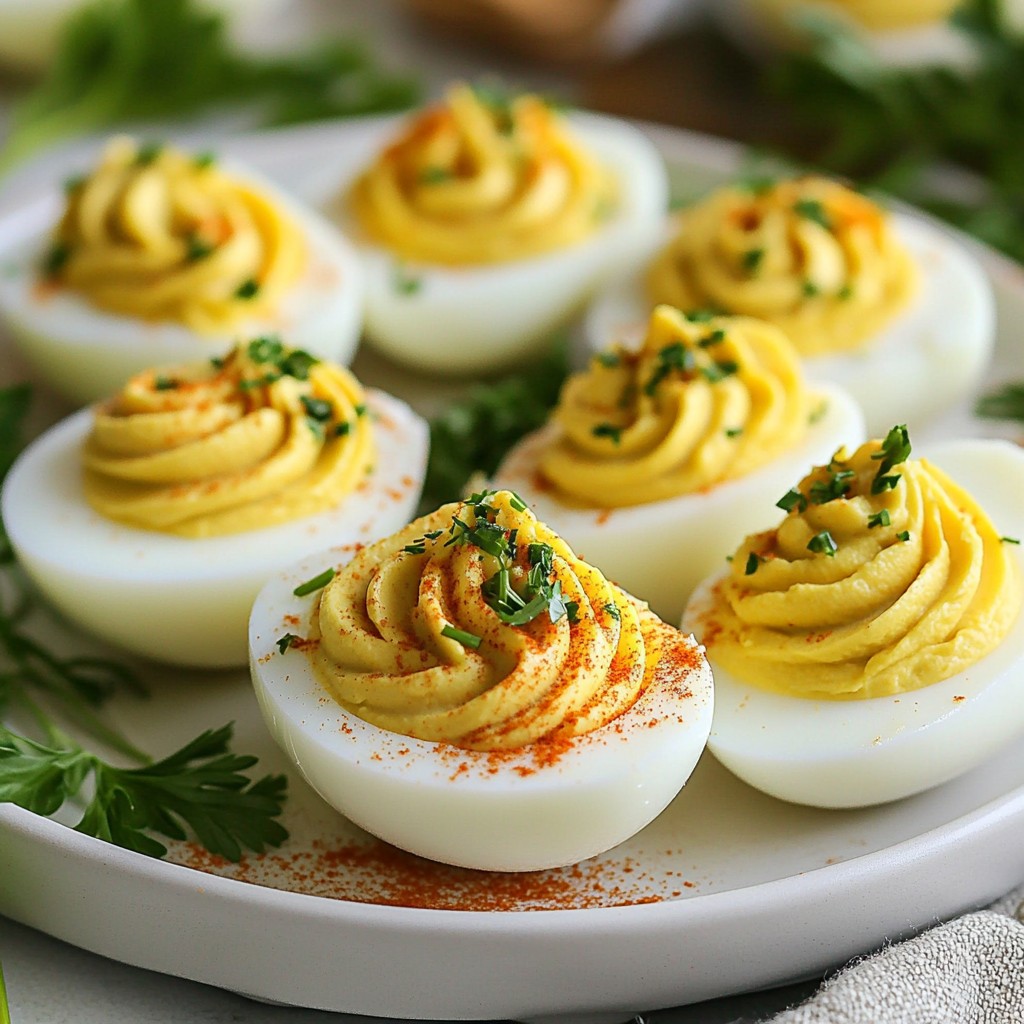 Deviled Eggs with Green Herb Filling Tasty and Fresh