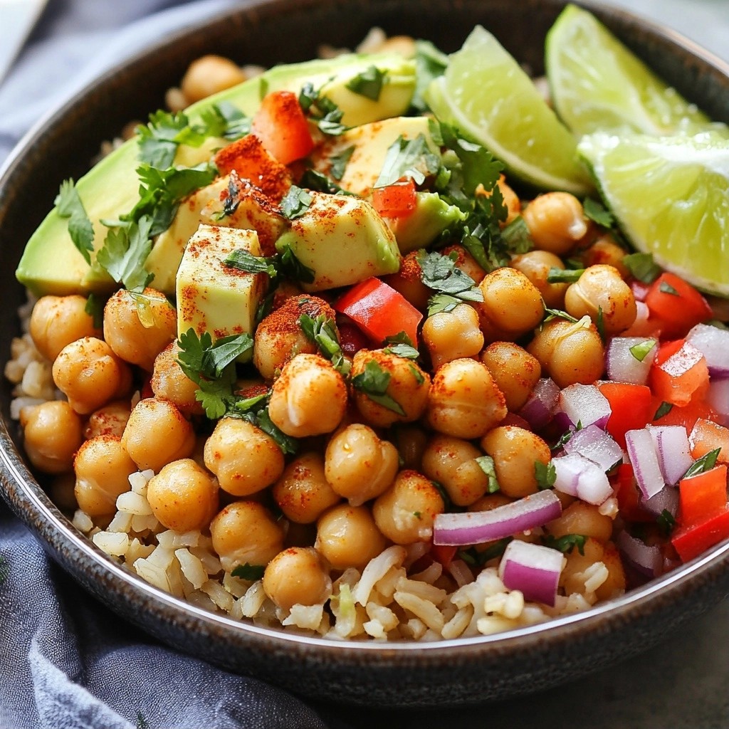 Fast Spicy Chickpea Avocado Rice Bowl Delight