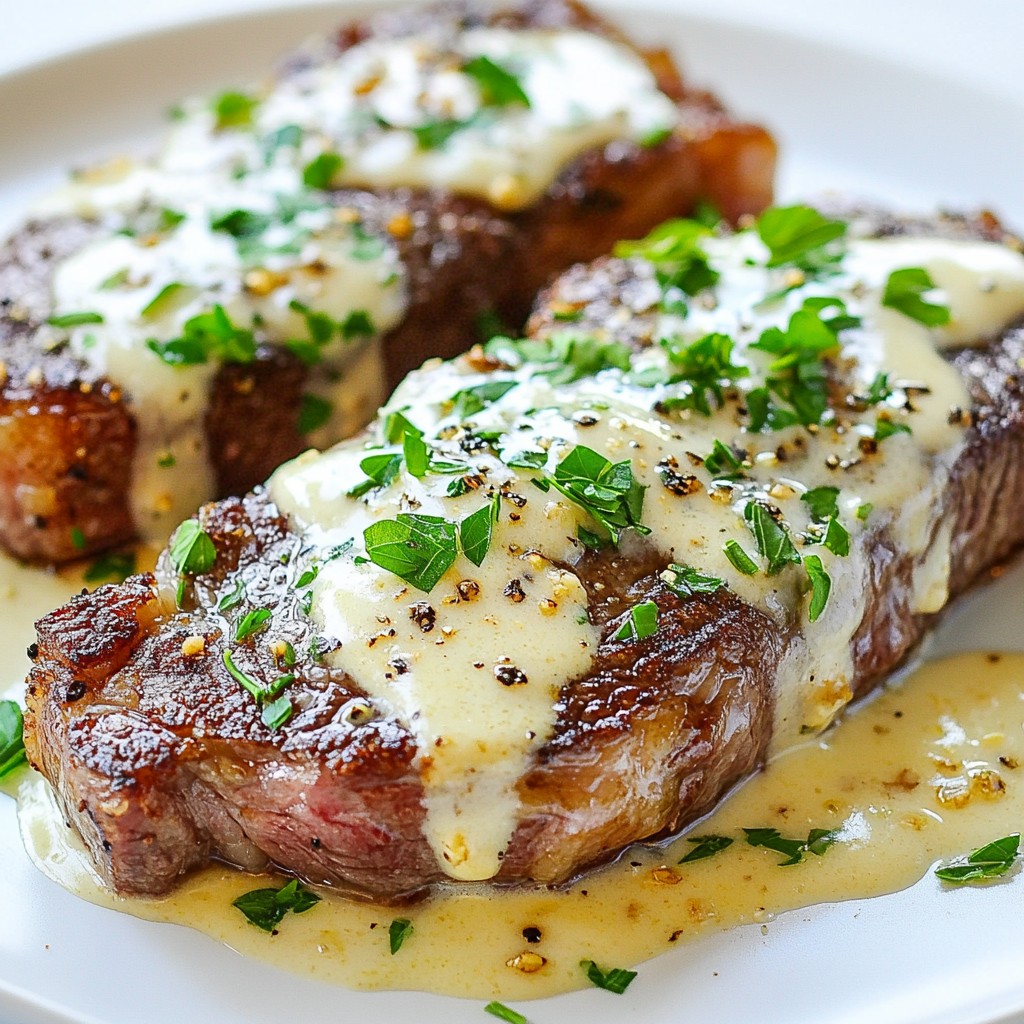 Savory Steak with Bourbon Garlic Cream Sauce Delight