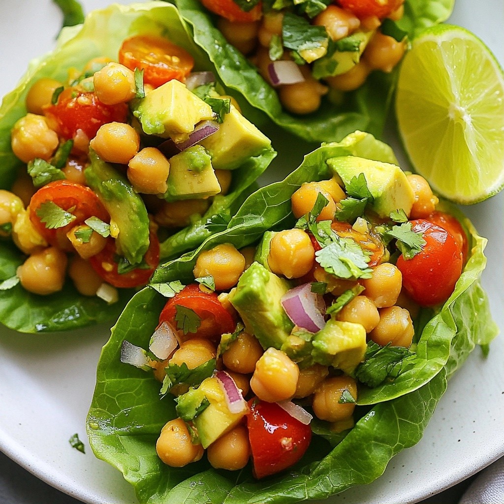 Quick No-Cook Avocado Chickpea Lettuce Cups Delight