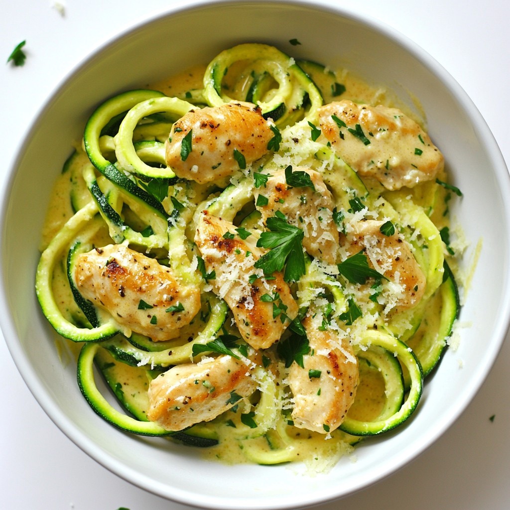 Zucchini Noodle Chicken Alfredo Creamy and Light Meal