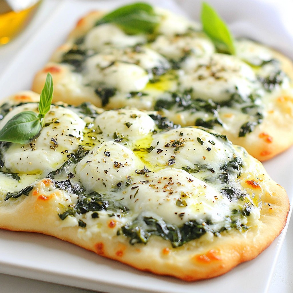 5-Ingredient Quick Cheese Spinach Flatbreads Delight