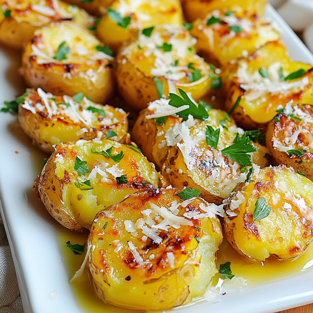 Crispy Garlic Parmesan Smashed Potatoes Delight