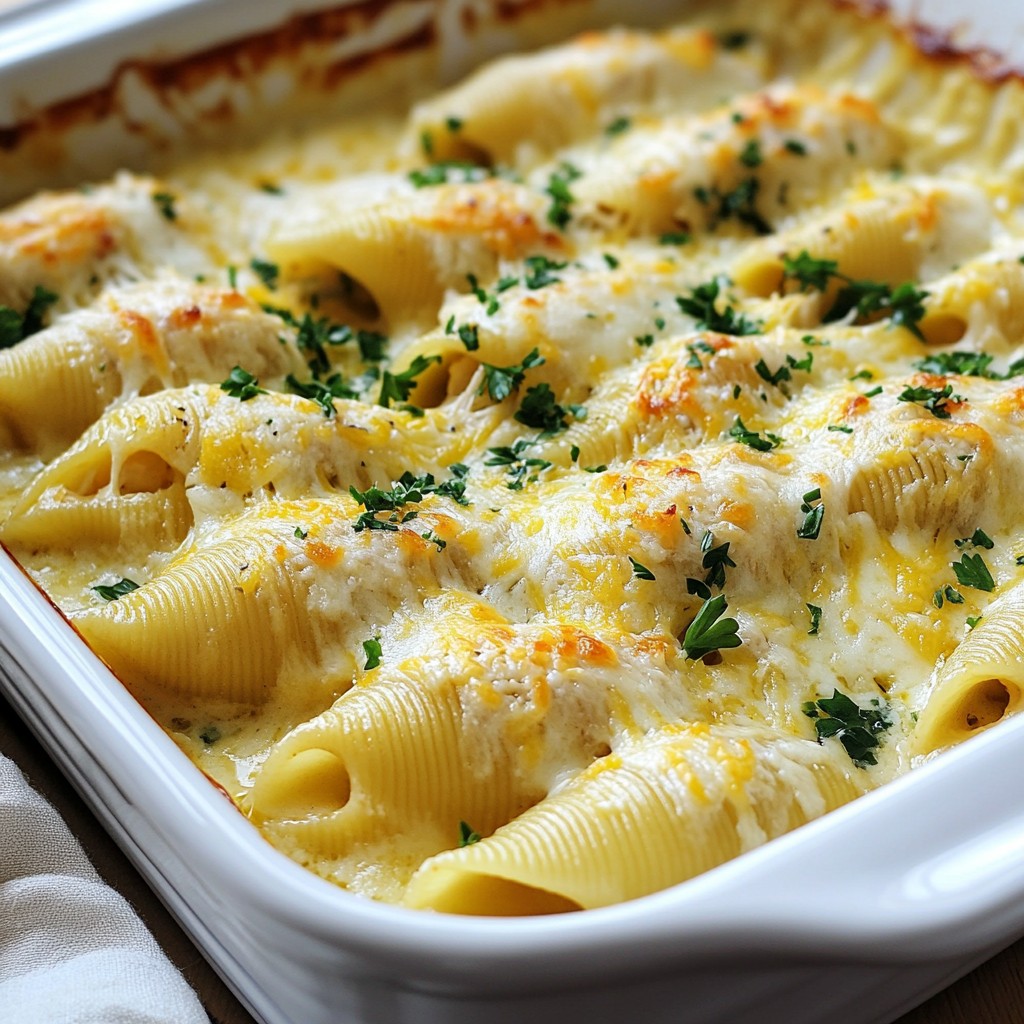 Garlic Butter Chicken Alfredo Stuffed Shells Delight