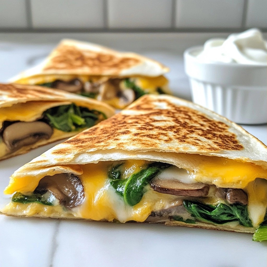 Quick Cheesy Spinach and Mushroom Quesadillas Delight