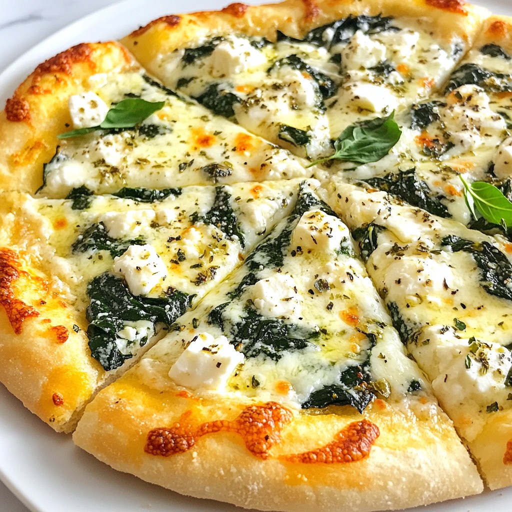 Greek Garlic Spinach White Pizza Flavorful Easy Recipe