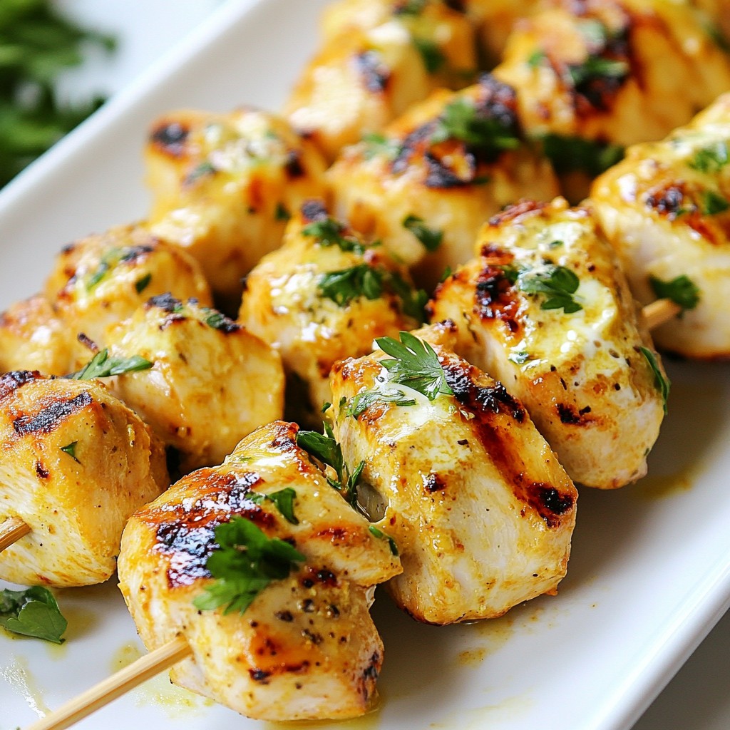 Greek Yogurt Marinated Chicken Skewers Fresh and Tasty