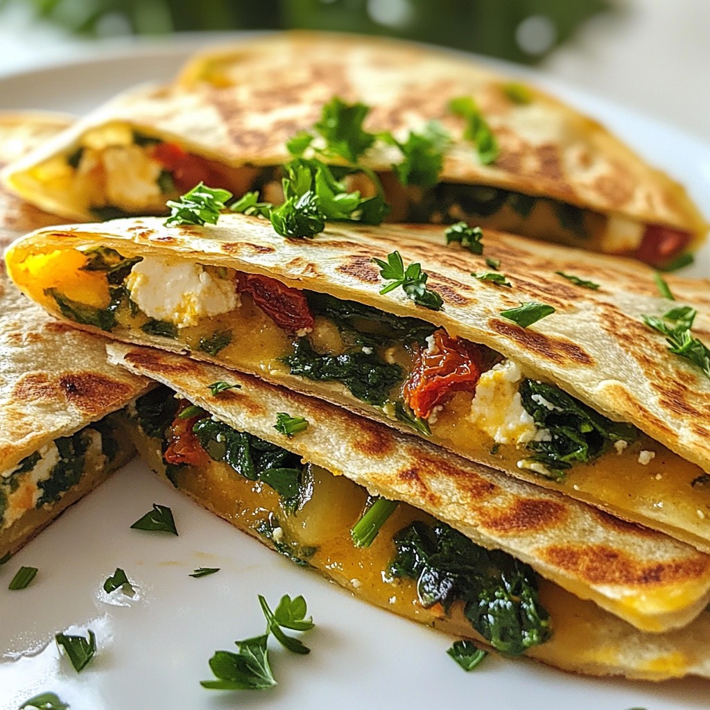 Mediterranean Spinach Feta Quesadillas Delight