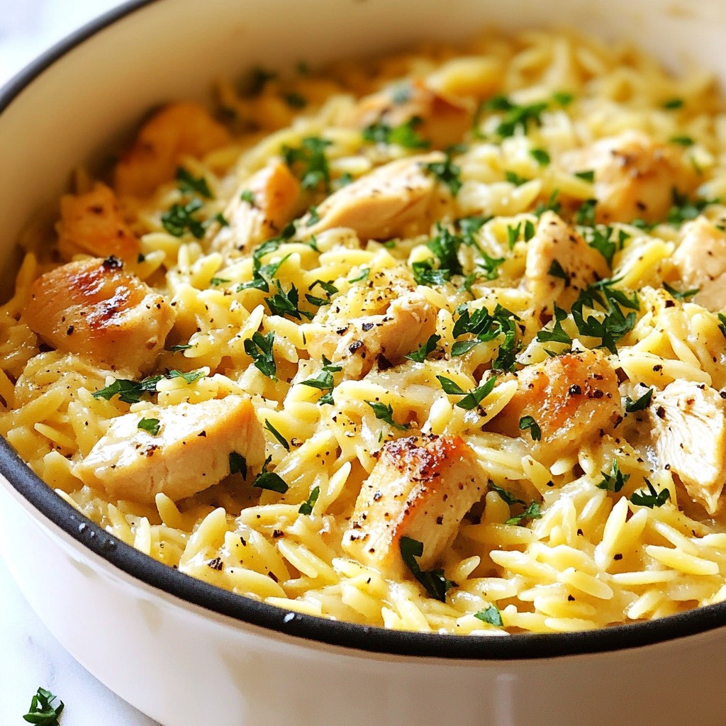 Flavorful One-Pot Garlic Parmesan Orzo with Chicken