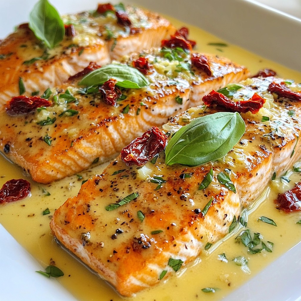 Creamy Garlic Sun Dried Tomato Salmon Delightful Meal