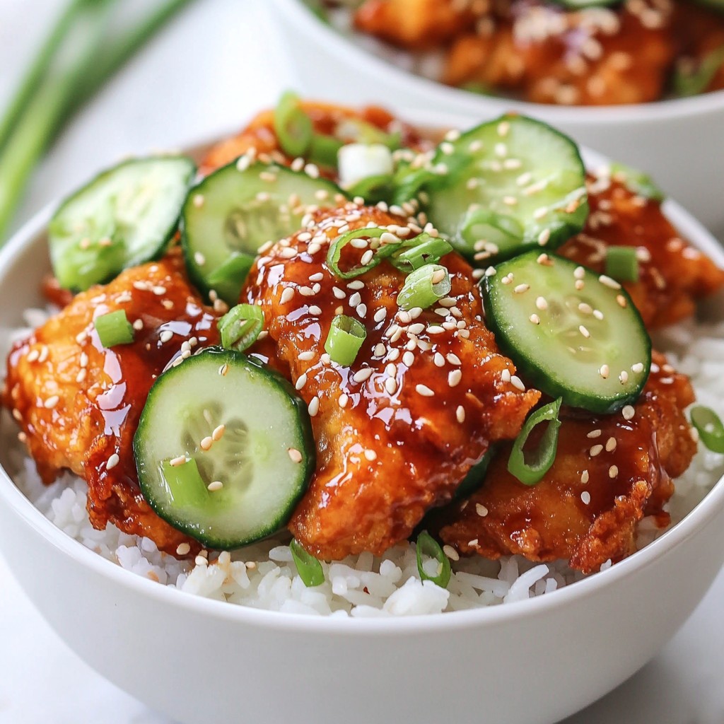 Sticky Korean Fried Chicken Rice Bowl Delightful Meal
